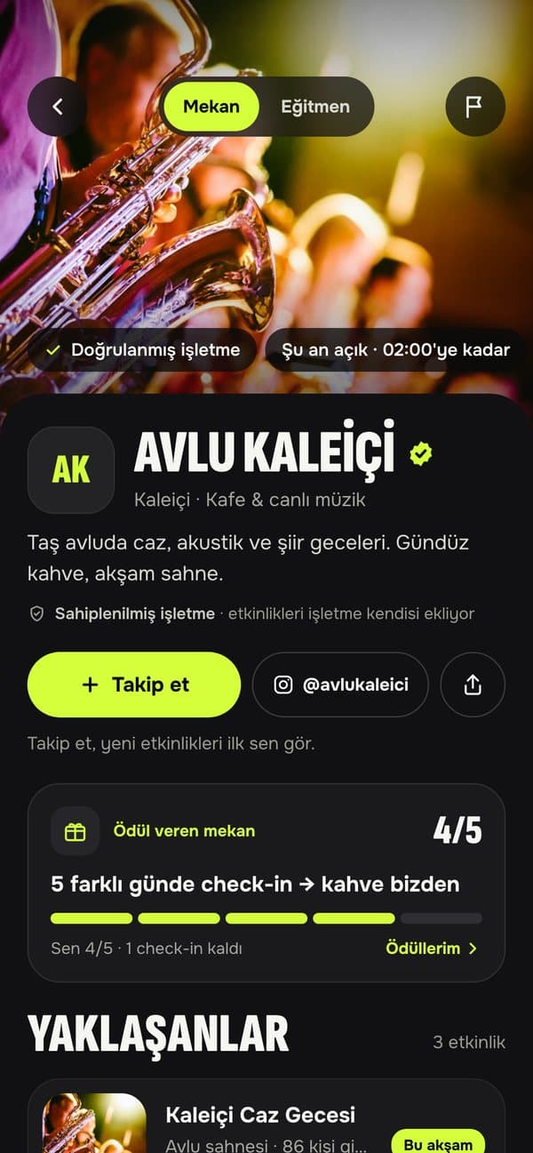 Popin uygulamasından ekran: Sevdiğin mekanı takip et